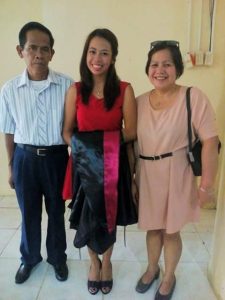 Kristine Wagan with her parents